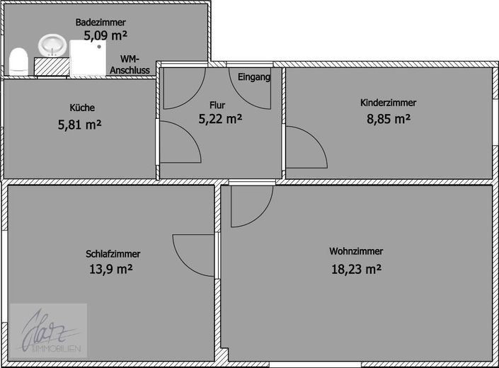 ***AB SOFORT ZU VERKAUFEN --SEHR GEPFLEGTE 3-RAUMWOHNUNG--*** mit Tageslichtbad und Dusche in einer sehr gepflegter Wohneigentumsanlage – Grundriss