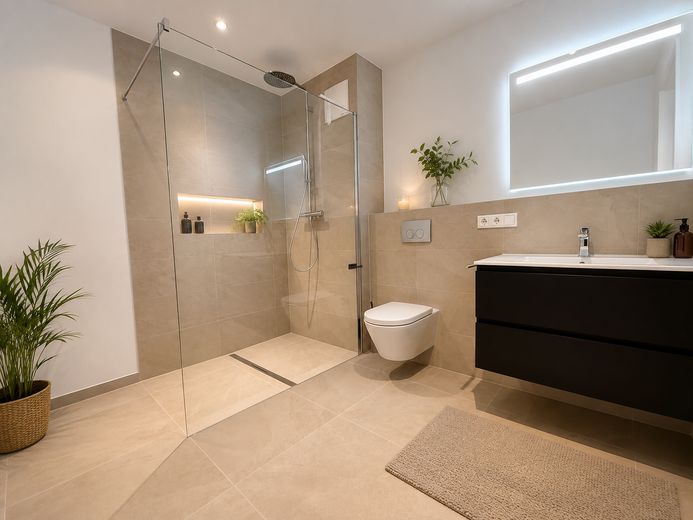 Ideal für Paare 50+ - 2-Zi Wohnung m. Garten - KFW 40 NH – Bad