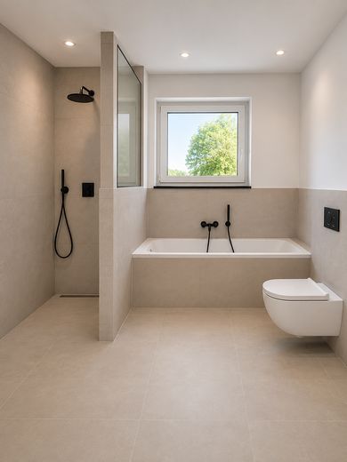 Casa pareada KFW 40 en Lohmar-Donrath - Obra nueva con jardín y 5 habitaciones – Bad OG Haus 4 Visualisierung