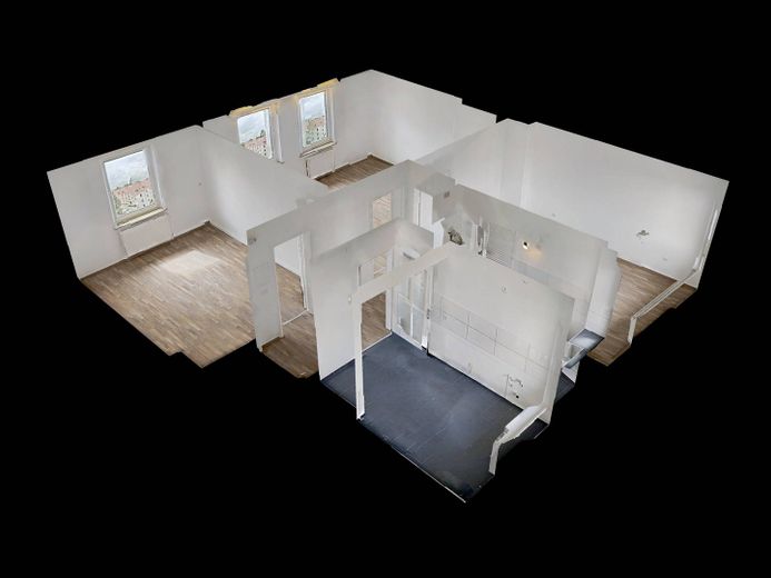Appartement moderne de 3 pièces avec salle de bains éclairée par la lumière du jour à Bielefeld-Mitte – 3D-Ansicht Grundriss