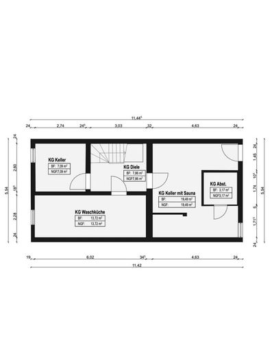 Hulsberg | Vermietetes Reihenhaus mit fünf Etagen, Garten und Garage – S&amp;P | Grundriss Kellergeschoss