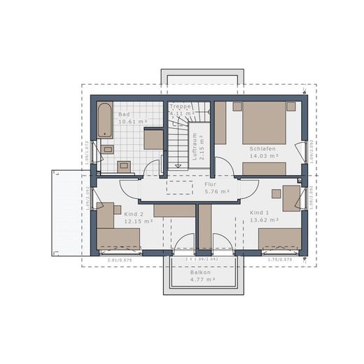 Ihr neues Einfamilienhaus in der Region Miesbach ✨ – Grundriss Obergeschoss