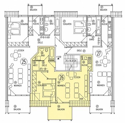 Bezugsfertige 2-Zimmerwohnung inkl. Tiefgaragen Stellplatz – Grundriss