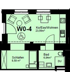 Wohnung 0-4 mit 1,5 Zimmer