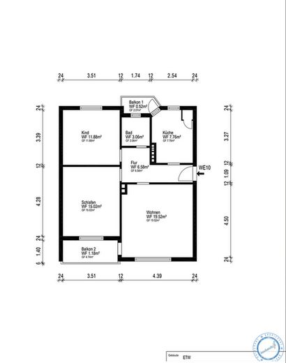 Mitten in der Stadt – helle 3-Zimmer-Wohnung mit guter Verkehrsanbindung- provisionsfrei – Grundriss