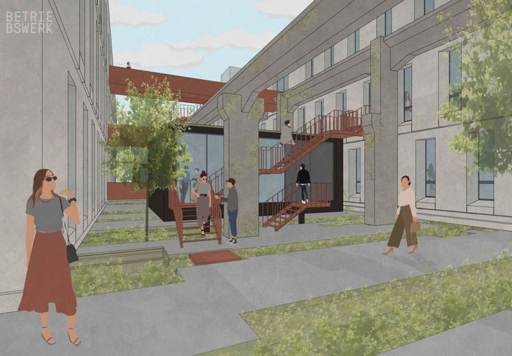 ATIK: Neubau mit Holzmassivdachstuhl im historischen Bahn-Betriebswerk Heidelberg – Visualisierung