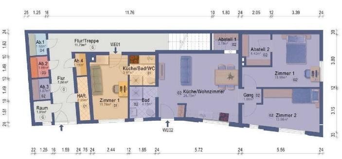 Grundriss (blau hinterlegt)