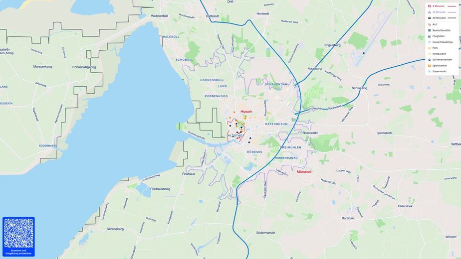 Freier Blick ins Grüne - gepflegte 2-Zimmer-Wohnung nahe Schlosspark Husum – Lageplan (Makro)