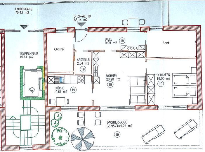 Grundriss mit Dachterrasse