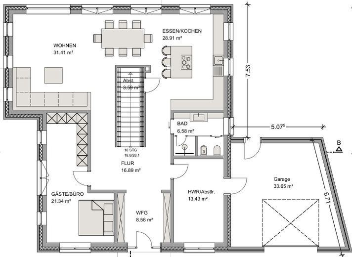 Luxuriöser Bungalow direkt an der Landesgrenze zu Schwanewede – EG