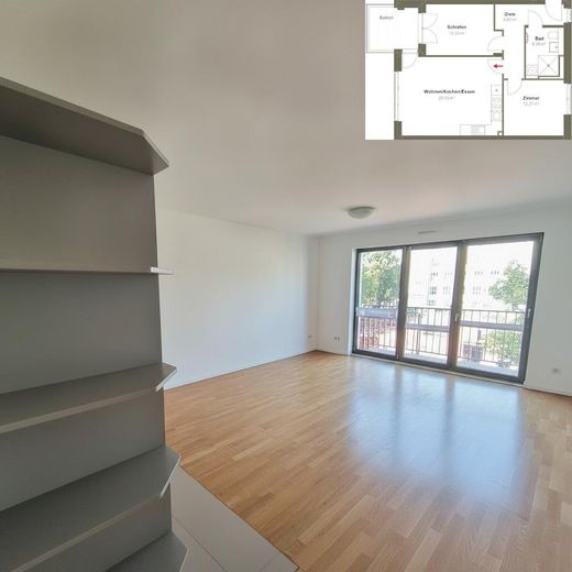 Construcción nueva 2025, sin comisión: 3 habitaciones, 74,43 m², balcón, ascensor - Berlín-Lichterfelde – Wohnbereich knapp 29 qm