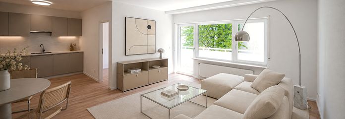 Frisch saniert & bezugsbereit: Helle 3 Zimmer mit Balkon in Wiesbaden-Biebrich – WoZi - Einrichtungsbeispiel