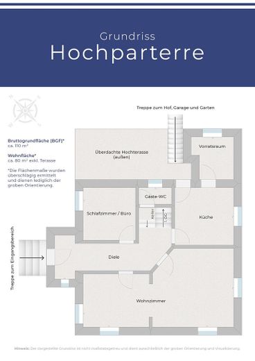 Ek yapılaşma imkânına sahip geniş arsada villa tarzı müstakil ev – Grundriss Hochparterre