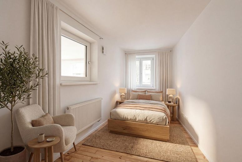 Energetisch saniertes Haus - Ruhige 2,5-Zimmer Wohnung im Hochparterre in der Maxvorstadt – Visualisierung Schlafzimmer