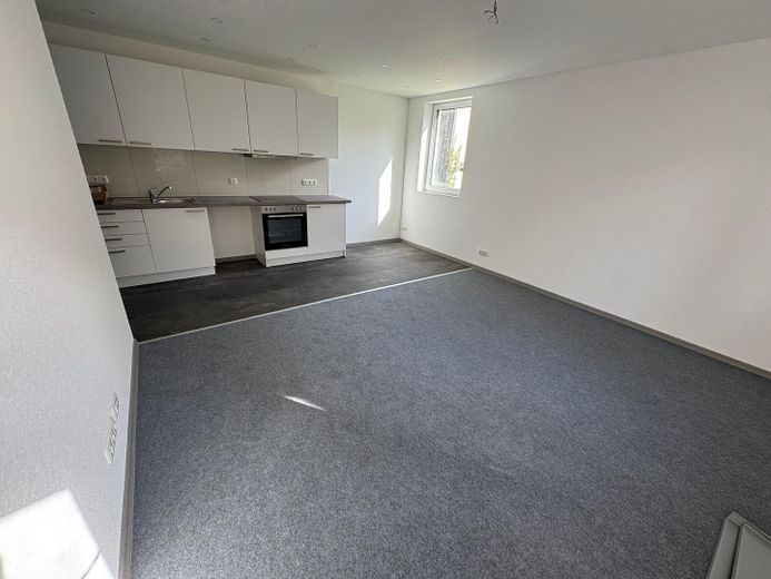 Wohnzimmer mit offener Küche