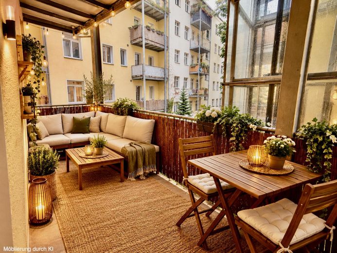 Zonder makelaarscourtage: Instapklaar droomappartement in een oud gebouw met 2 balkons en energie-efficiëntieklasse C in B-Friedrichshain – Balkon gross