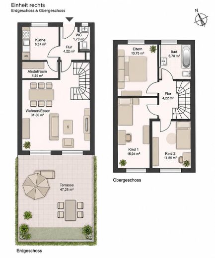 Bj. 2008 | Energieklasse B | Modernes RH mit Dachterrasse in Essen – Grundriss