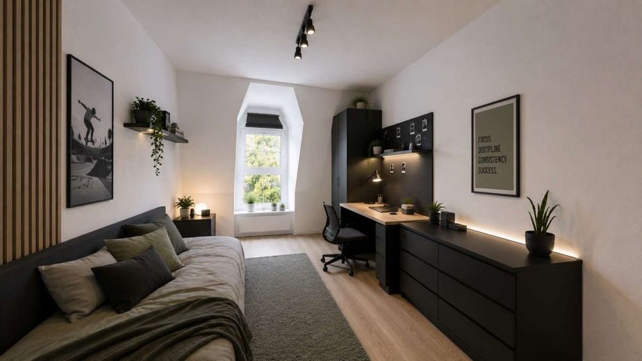 Helle Dachgeschosswohnung mit Balkon in ruhiger, grüner Lage vor den Toren Berlins – Visualisierung Jugendzimmer