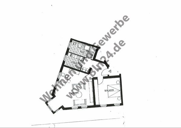 sanierte und günstige 2 Zimmer – Grundriss 2. OG mitte