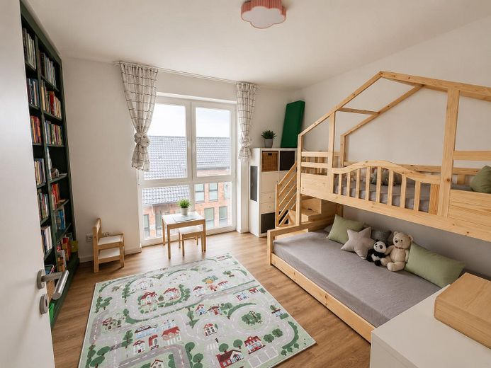 Przytulne 4-pokojowe mieszkanie na poddaszu z widokiem na pola – 1. Zimmer /Schlafzimmer
