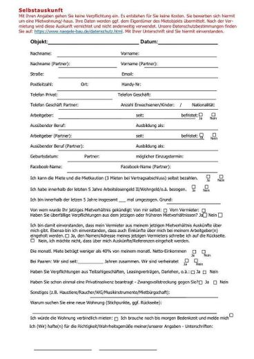 Mietinteressentenselbstauskunf
