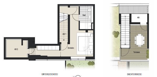 Untergeschoss und Dachterrasse WE 15
