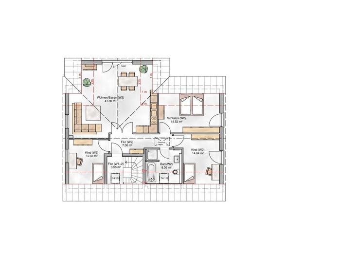 Zweifamilienhaus in Massivbauweise provisionsfrei vom Bauträger - Bezug in 2027 – Grundriss Dachgeschoßwohnung