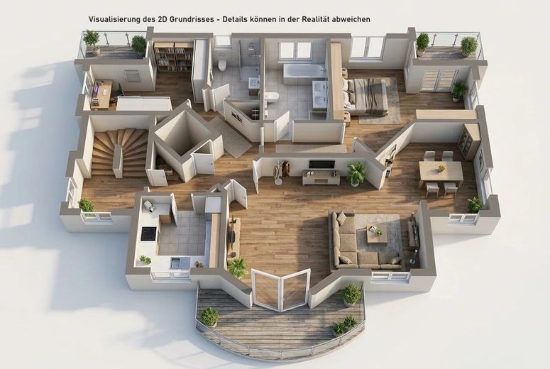 Od osoby prywatnej: Eleganckie mieszkanie 3,5-pokojowe przy parku zdrojowym – winda bezpośrednio do mieszkania – Grundriss 3D
