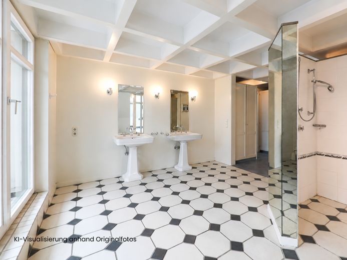 Villa esclusiva progettata da un architetto con vista libera sui prati dell’Ilmenau – Masterbad