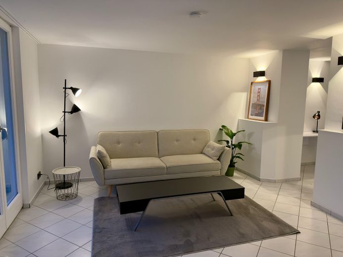 Voll ausgestattete helle Wohnung & Parkplatz im Souterrain mit Whirlpool & Garten – Schlafcouch