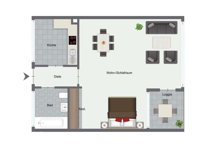 Vermietete 1 Zimmer Wohnung in Bergheim! – Grundriss