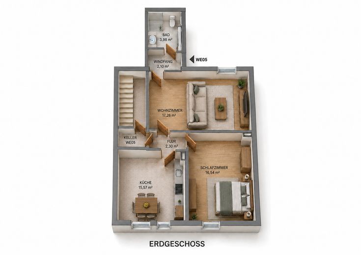 Piso reformado de 2 habitaciones con cocina, baño y plaza de aparcamiento en Lingenfeld – Erdgeschoss