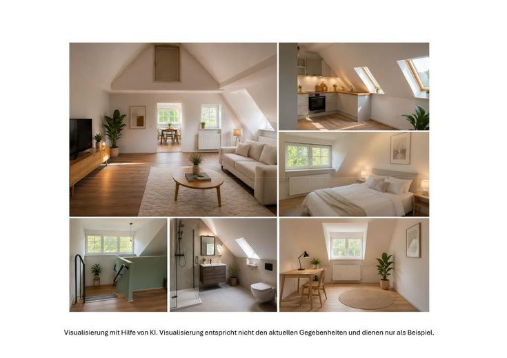 Erstbezug nach umfassender Sanierung – großzügige Dachgeschosswohnung in ruhiger Lage – Visualisierung Wohnung