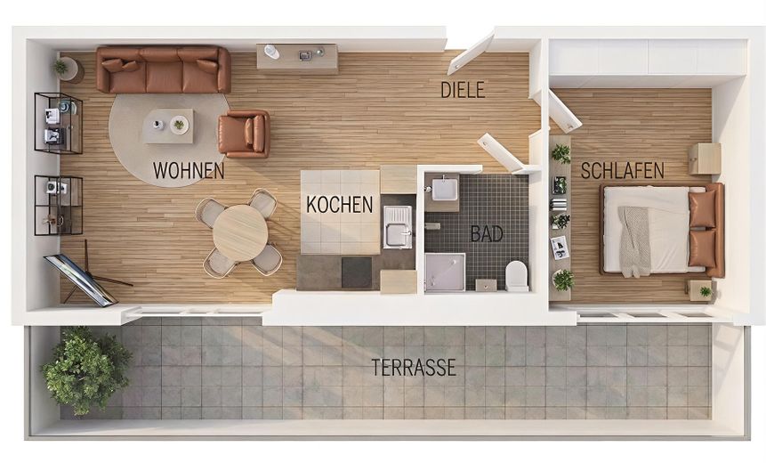 Barrierefreie Dachgeschosswohnung mit großer Sonnenterrasse (provisionsfrei!) – Grundriss unbemaßt