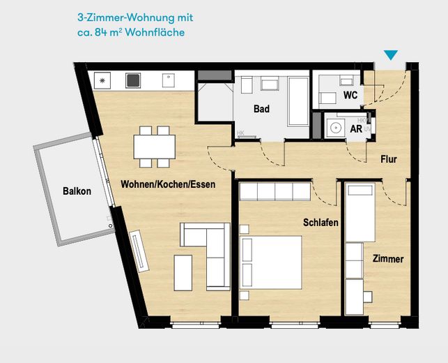 Esclusivo appartamento di nuova costruzione di 3 stanze con balcone, cucina attrezzata e garage sotterraneo ad Amburgo-Rothenburgsort – Foto 22