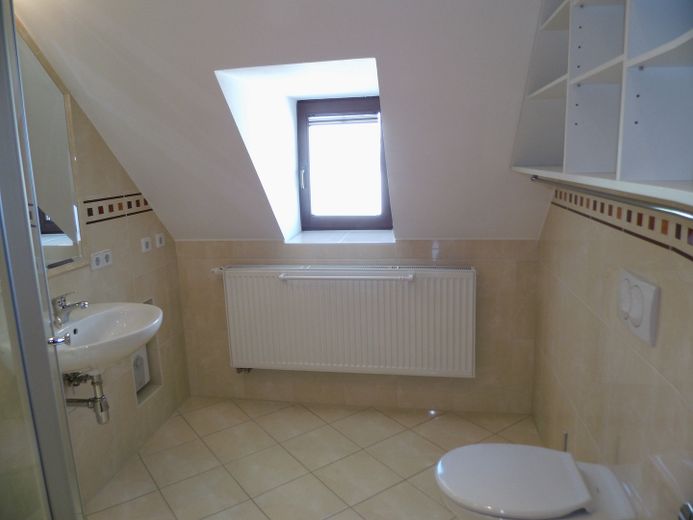 Exclusiv und stilvoll wohnen in Stadtvilla / hochwertige 4 - 5 Raum Terrassenwohnung – Blick in Gästebad mit Dusche