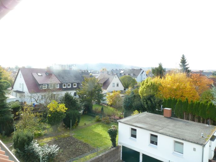 Lichtdurchflutete charmante 3 Zi-DG-Whg. renoviert-in bester grüner Lage - – Blick aus dem Wohnzimmer
