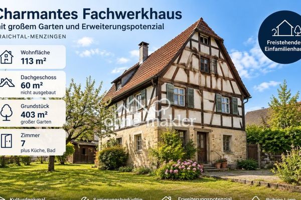 Casa a graticcio con potenziale di ampliamento a Kraichtal-Menzingen su un terreno di 400 m²