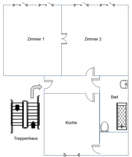 2,5 Zimmerwohnung in Berlin Johannisthal – Grundriss (nicht maßstabsgetr)