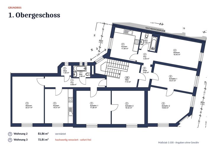 PROVISIONSFREIE renditestarke Kapitalanlage mit Aufteilungspotenzial und modernisierten Wohnungen – 1 OG