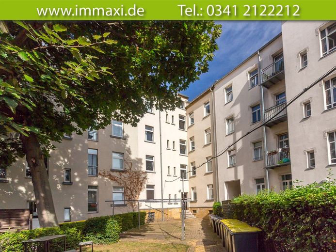 LEIPZIG-MÖCKERN + 3 RAUM WOHNUNG MIT EINBAUKÜCHE + 3.OG + AB SOFORT FREI – Hofansicht-Rückseite