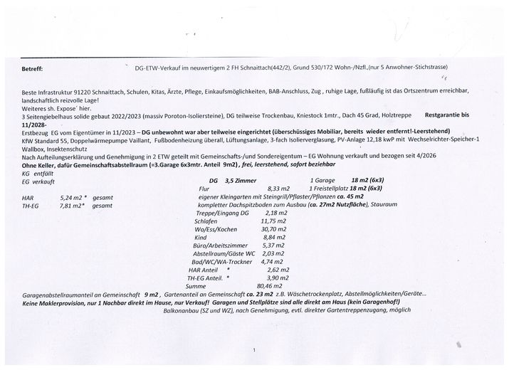 3,5 Zimmer DG-ETW im neuw. 2-FH, 91220 Schnaittach,EB 11/23 incl. Garten/Garage/Stpl. uvm. – Zimmer OG qm