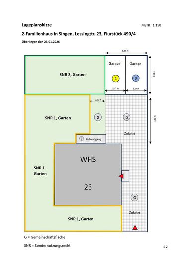 Großzügige 5,5-Zimmer-Maisonette mit Hauscharakter und viel Platz für die Familie – Lageplan (SNR 2, Garten)