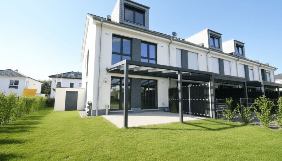 WRS Immobilien - Niederdorfelden - casa a schiera di testa come nuova con buone dotazioni + garage – Außenansicht