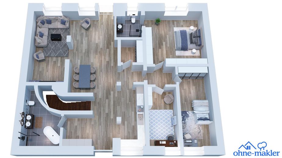 PROVISIONSFREIE 4,5-Zimmer-Wohnung – Grundriss 3D