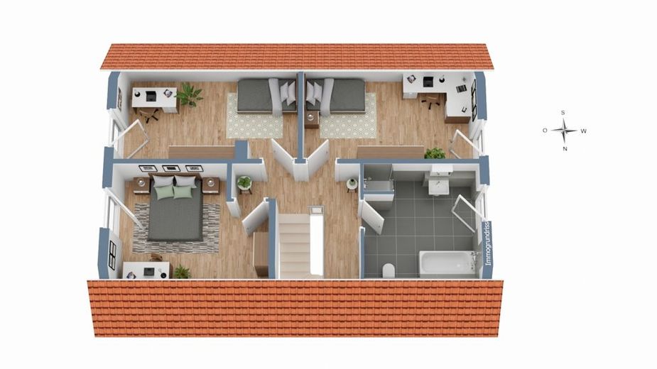 Modernes Einfamilienhaus mit Garage und großem Garten in Seenähe – Grundriss OG