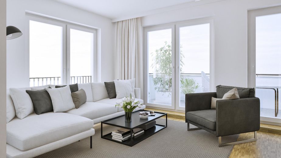 Viel Platz und Penthouse Feeling: Großzügige 3-Zimmer-Wohnung mit Dachterrasse, Müngersdorf – Wohnzimmer