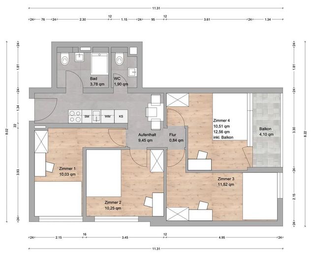 Schönes möbliertes Zimmer in gepflegter WG - München | Kreillerstraße 48 – Grundriss