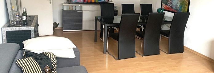 Dream location directly by the city park, freshly renovated, very bright and modern with kitchen and basement