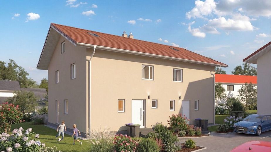 Familientraum in Obing: Exklusive Neubau-DHH mit 179 m² Wohn-/ Nutzfläche – DHH-Straßenansicht